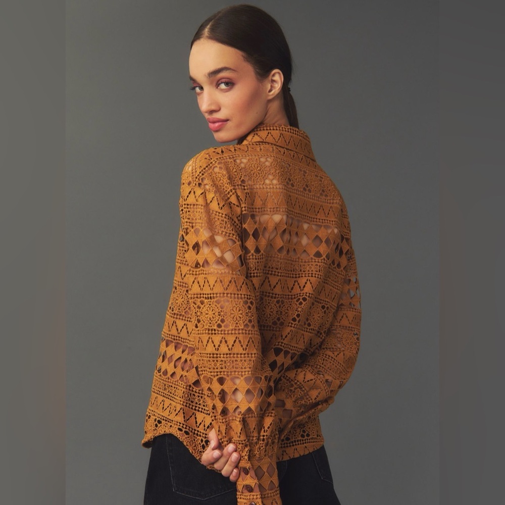 Women's Caramel Brown Button Down Shirt #208 - Picture 2 of 5
